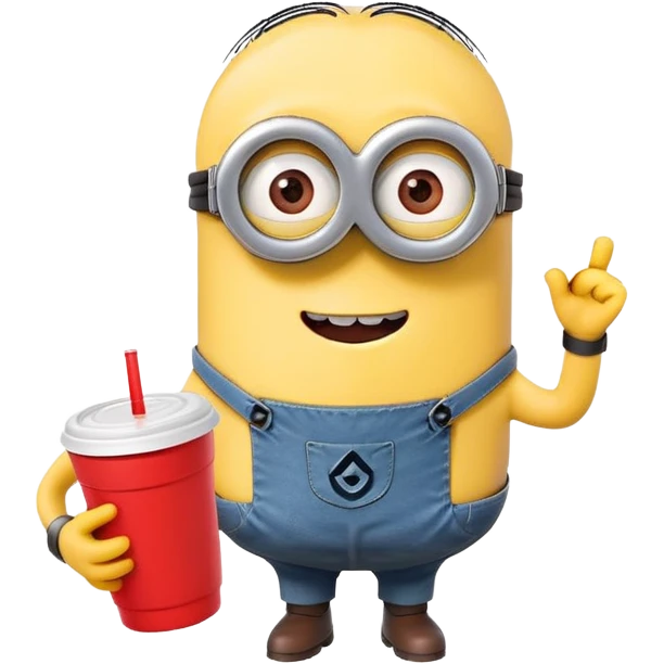 minion holding a red cup in its right hand emoji