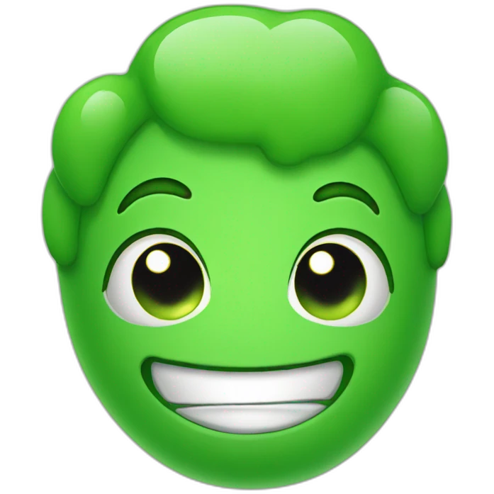 Green gummy cute face emoji