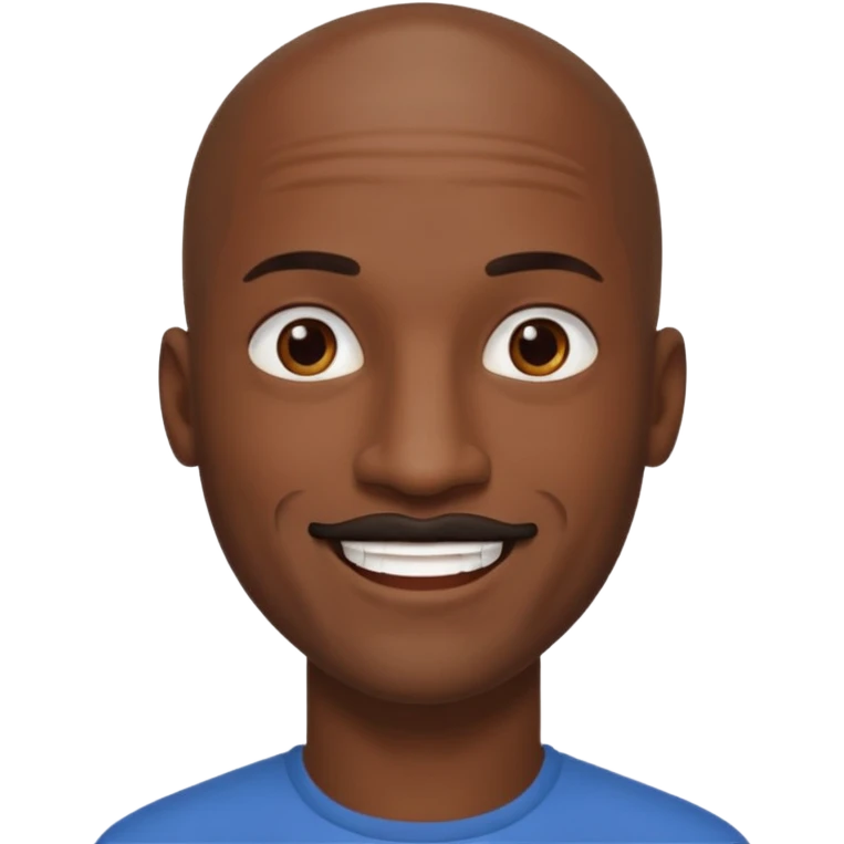 a tall dark hansome black man shaved head thin mustash emoji