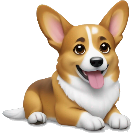 corgi working on a mac apple computer emoji