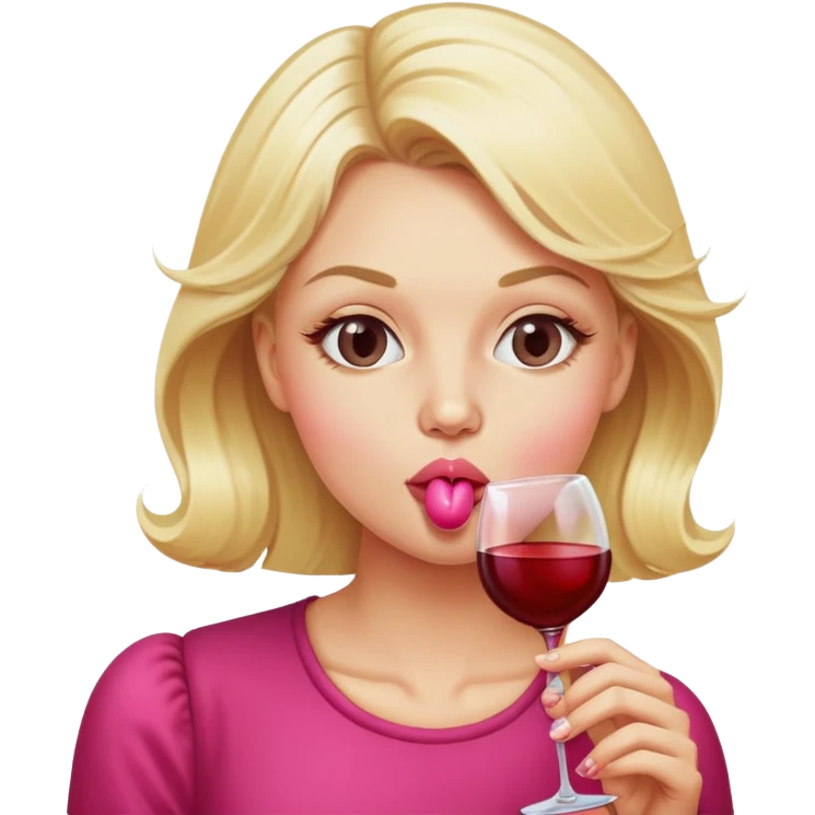 Blonde blowing bubblegum wine emoji