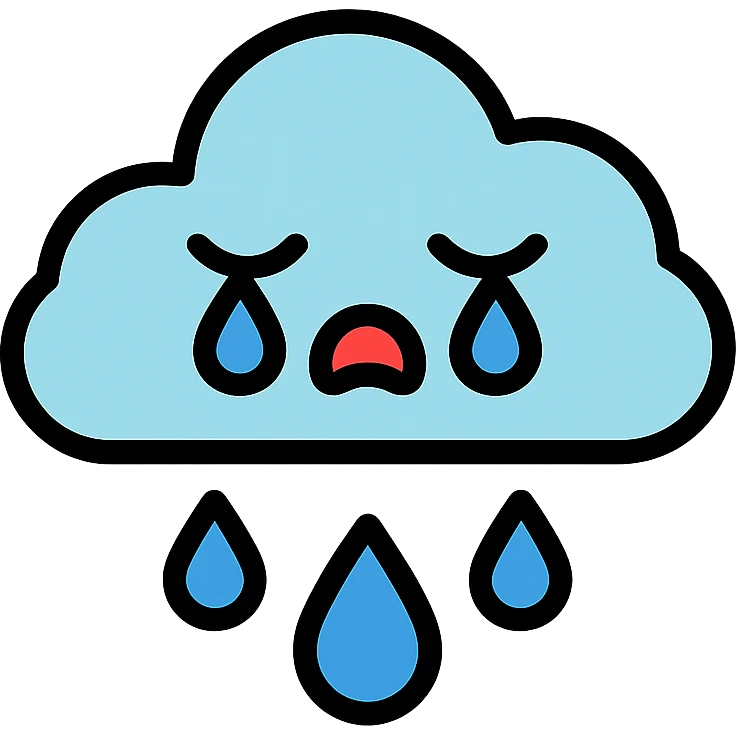 crying cloud icon with color outline style emoji