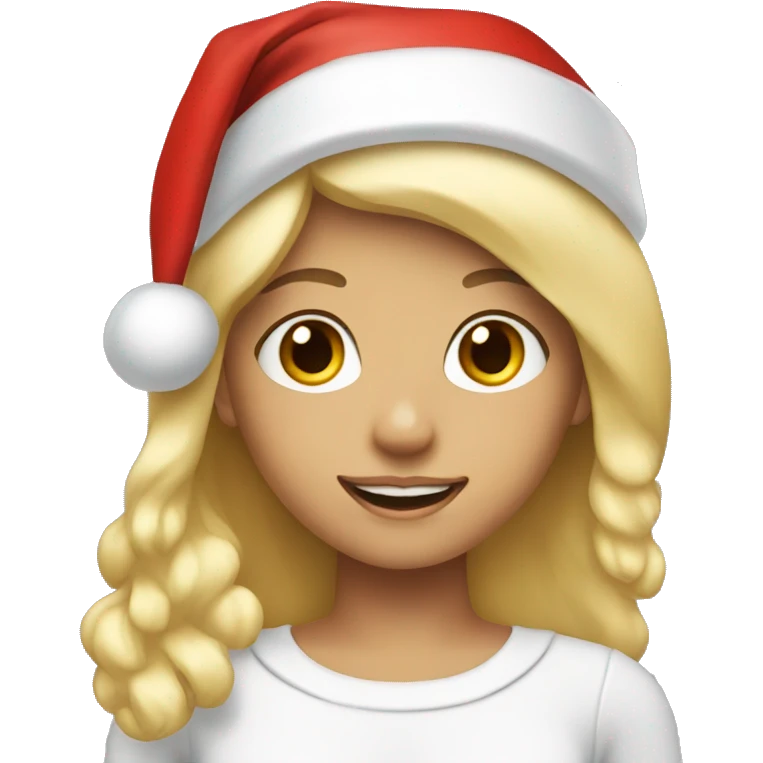 Girl with blonde hair and with a Santa Claus hat emoji