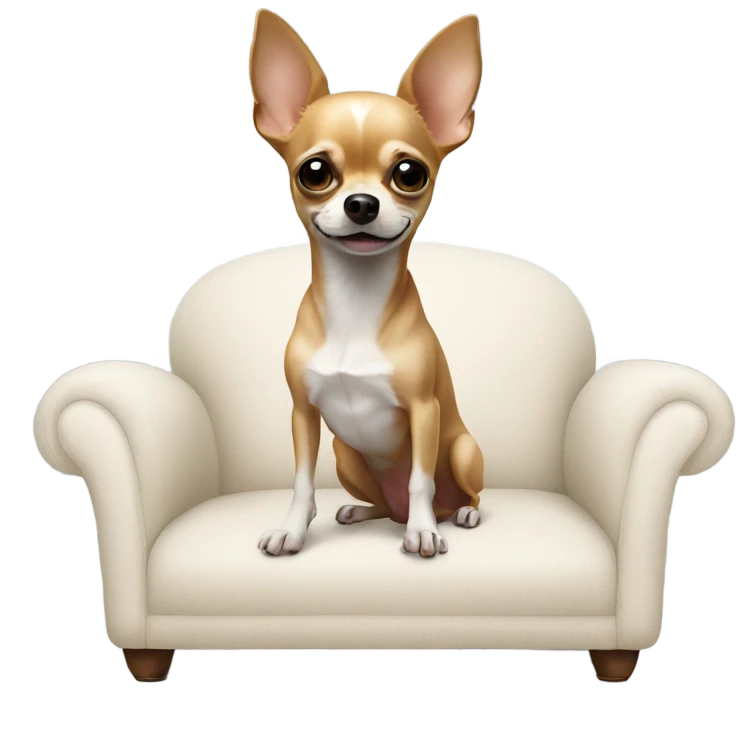 chihuahua dog doing pis in sofá emoji