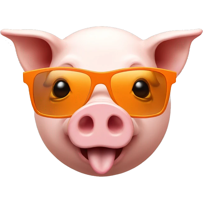 3d pig face using sunglass orange hungry  emoji