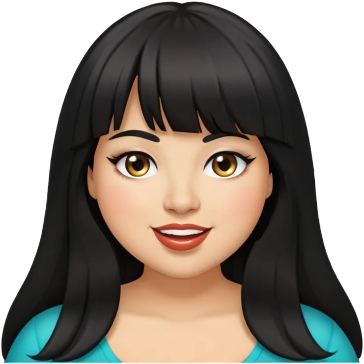 Latina female with bangs black long hair plus size eye wink emoji