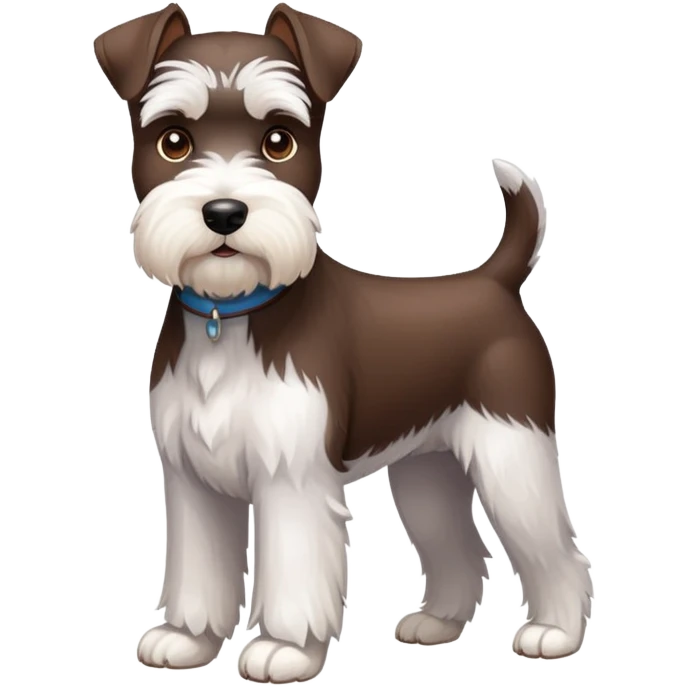 Chocolate and white schnauzer standing emoji