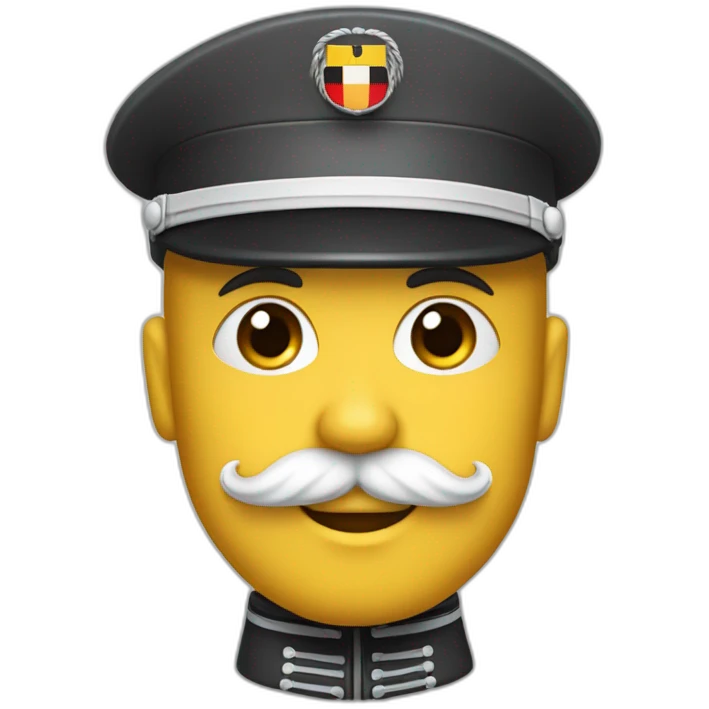 Bonhomme avec une petite moustache des cheveux noir et un uniforme militaire allemand et un brassard emoji