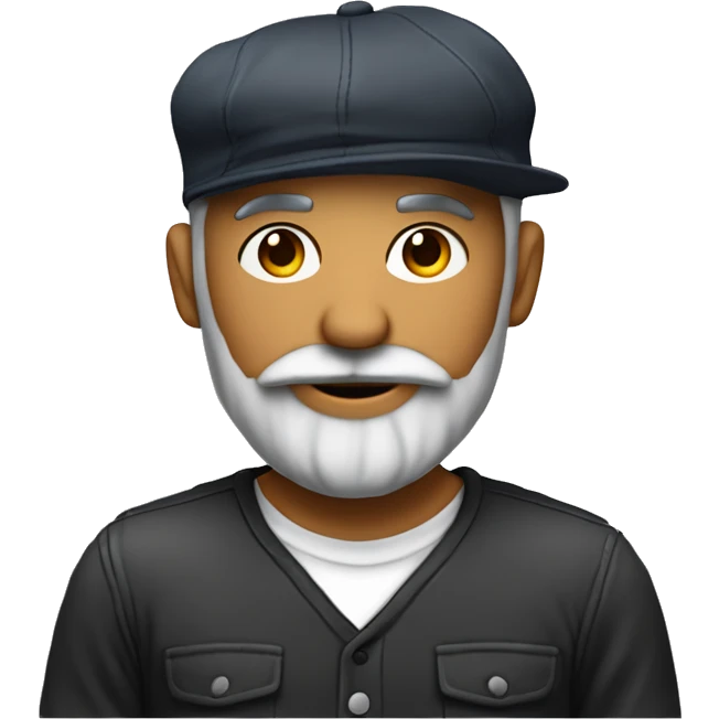 maestro con una linea de barba sin bigote, sin cabello con gorra y ropa casual emoji
