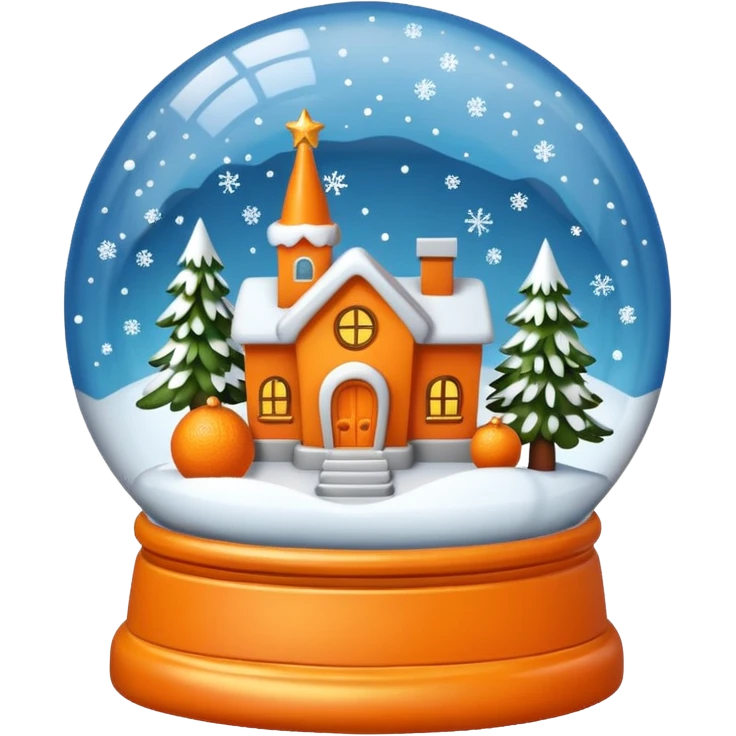 Orange Christmas village snow globe emoji