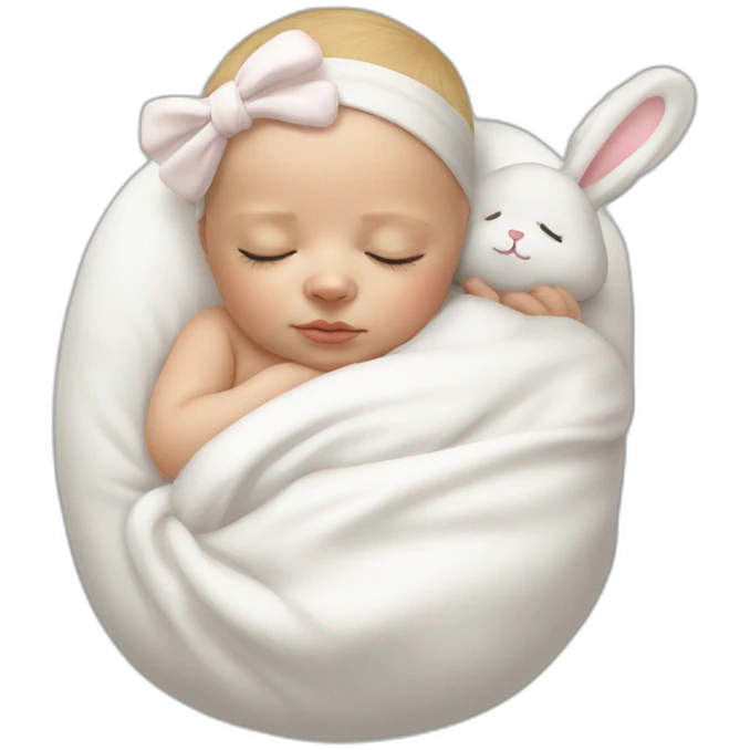Sleeping white Newborn with bunny headband emoji