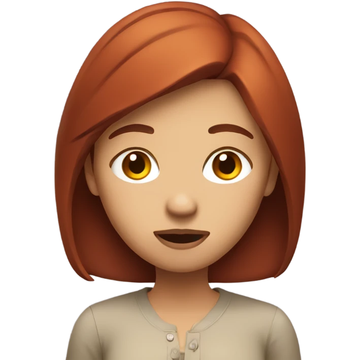 Girl with medium length brown and red hair shrugging  emoji