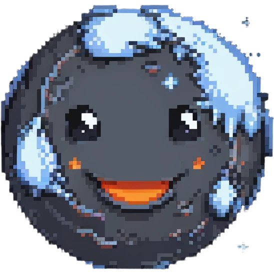 smoky volcanic planet with wispy clouds and a cute smiling face emoji