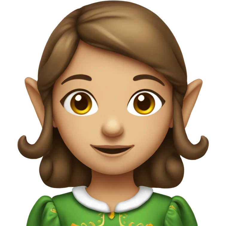 Brown haired little girl Christmas elf emoji