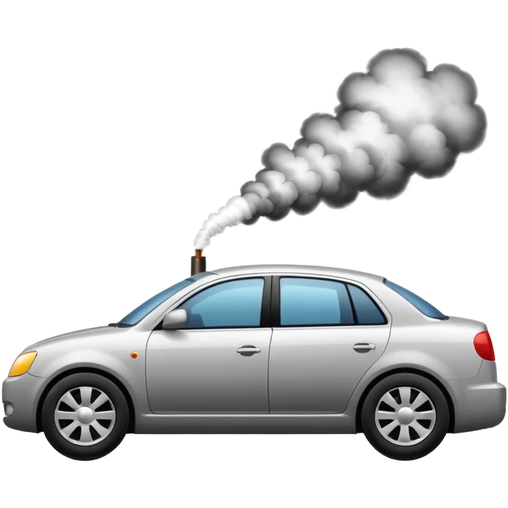 smoking car with visible exhaust smoke, simple and expressive emoji