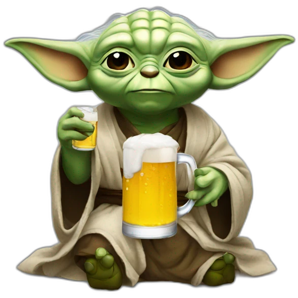 Yoda drinking beer emoji