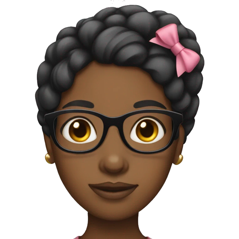 Black girl with glasses and a bow in her hair emoji
