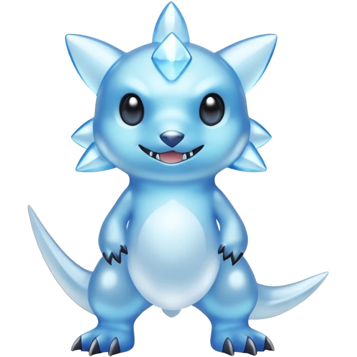 Pale Frosty Glassy Ice-Blue Cool Pokémon-Fakémon-Digimon-Creature, (full body) emoji