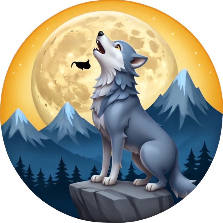 Wolf howling at the moon emoji