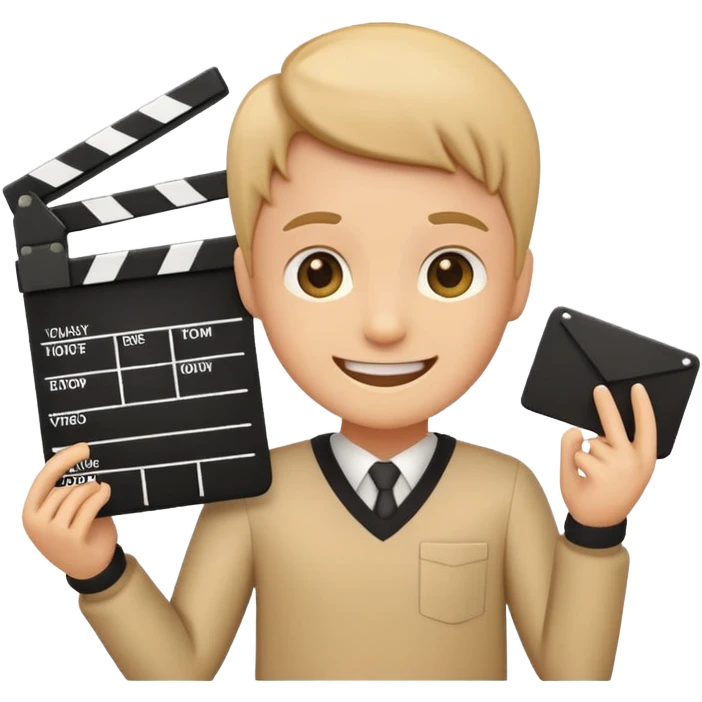 playful video editor emoji with clapperboard and timeline emoji