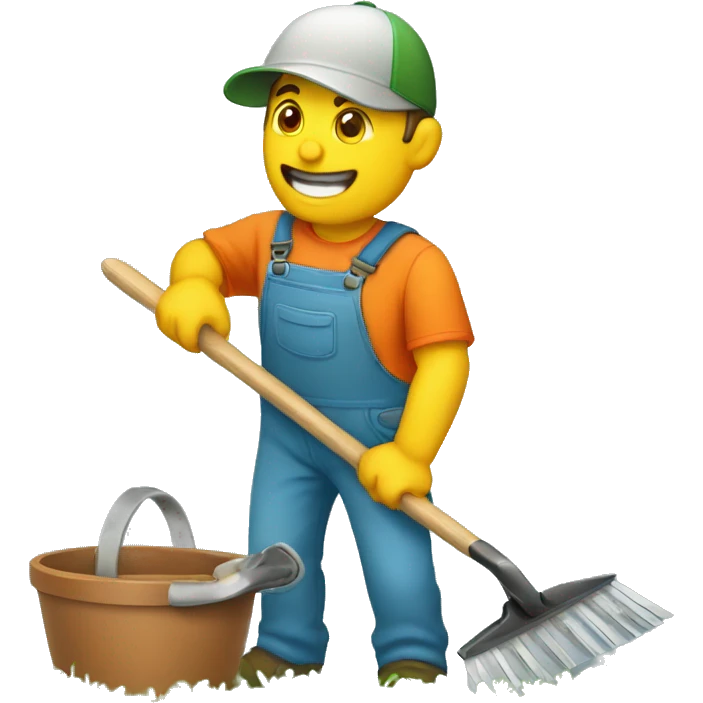 Gardener trimming grass and bush emoji