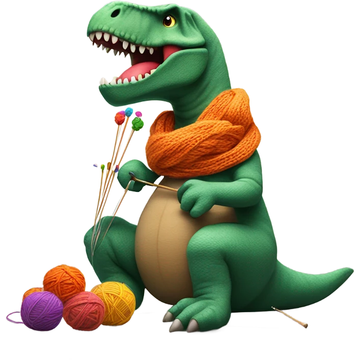 T-Rex knitting emoji