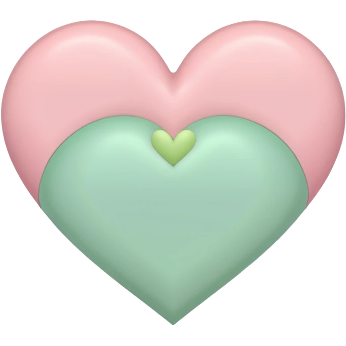 A half pastel green half pastel pink heart emoji