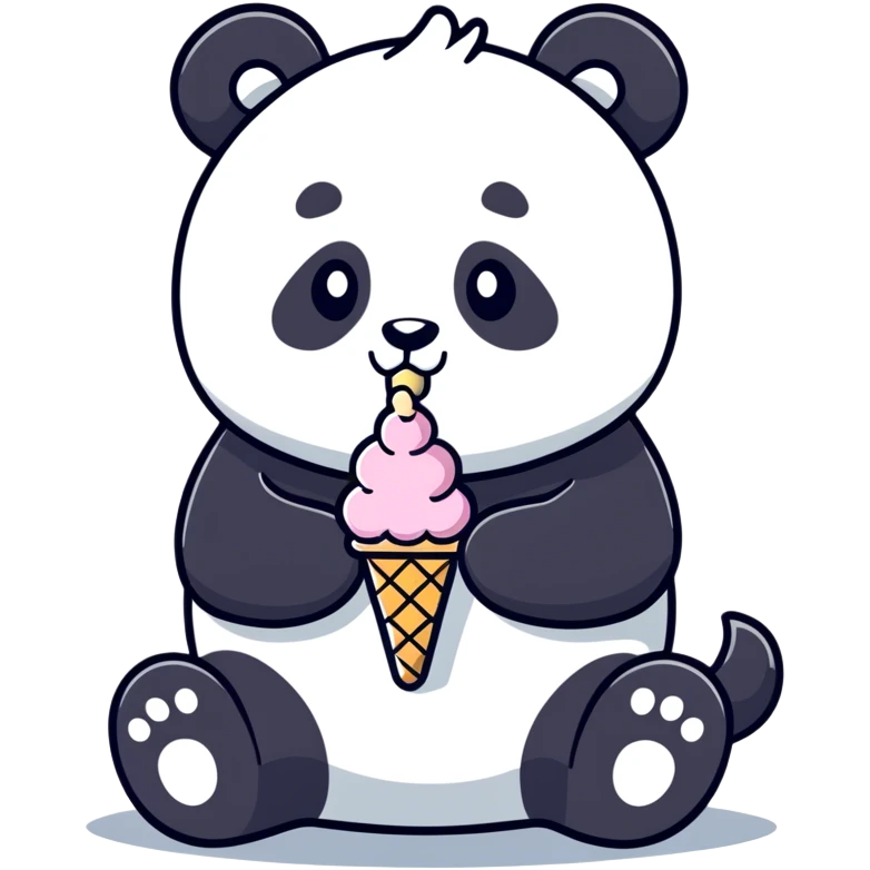 Panda eating ice cream emoji