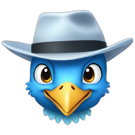 Crazy funny Articuno head with human white teeth and beautiful smile wearing glasses and hat emoji