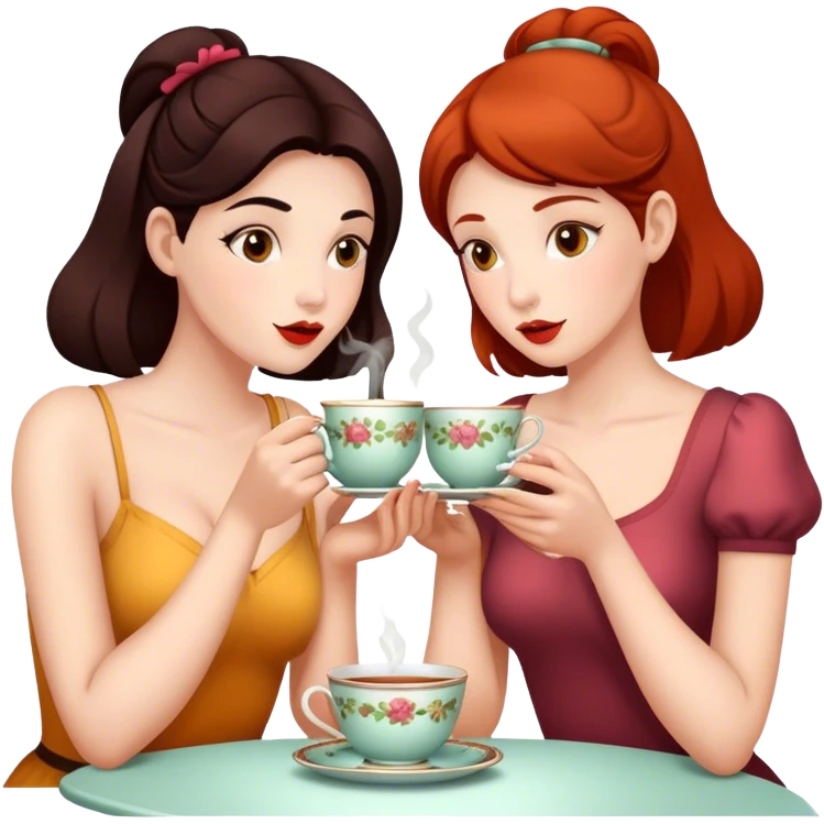 gossip over tea two girl friend emoji
