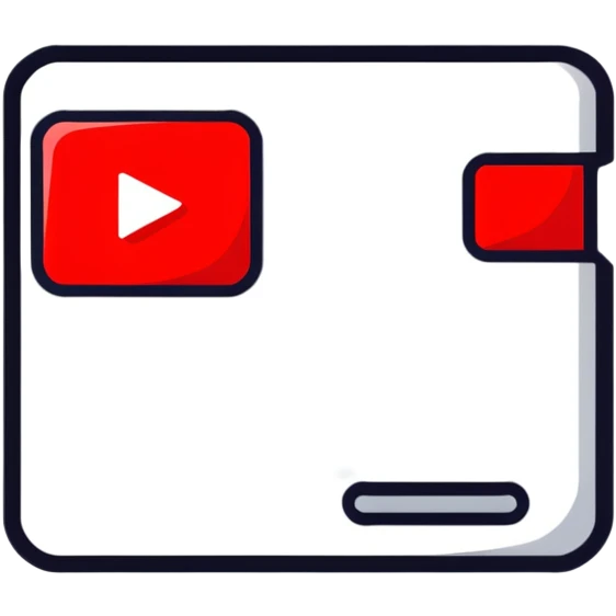 YouTube logo, red rounded rectangle with white play button emoji