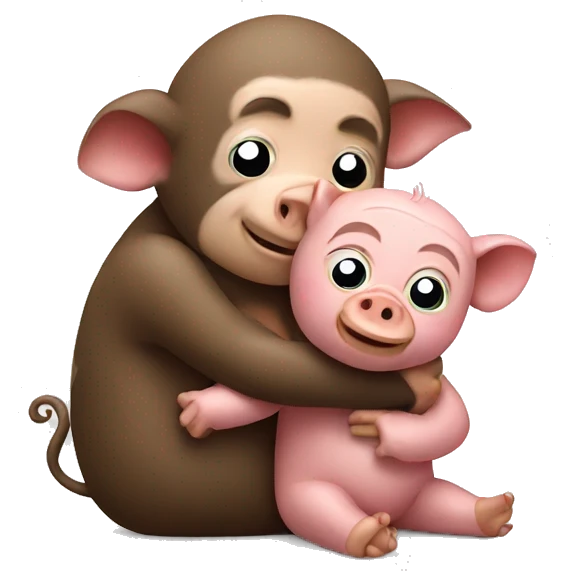 Pig and monkey hugging   emoji