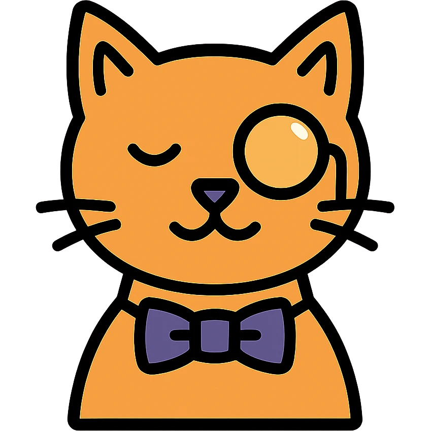 A sophisticated cat wearing a monocle, elegant, fancy feline emoji