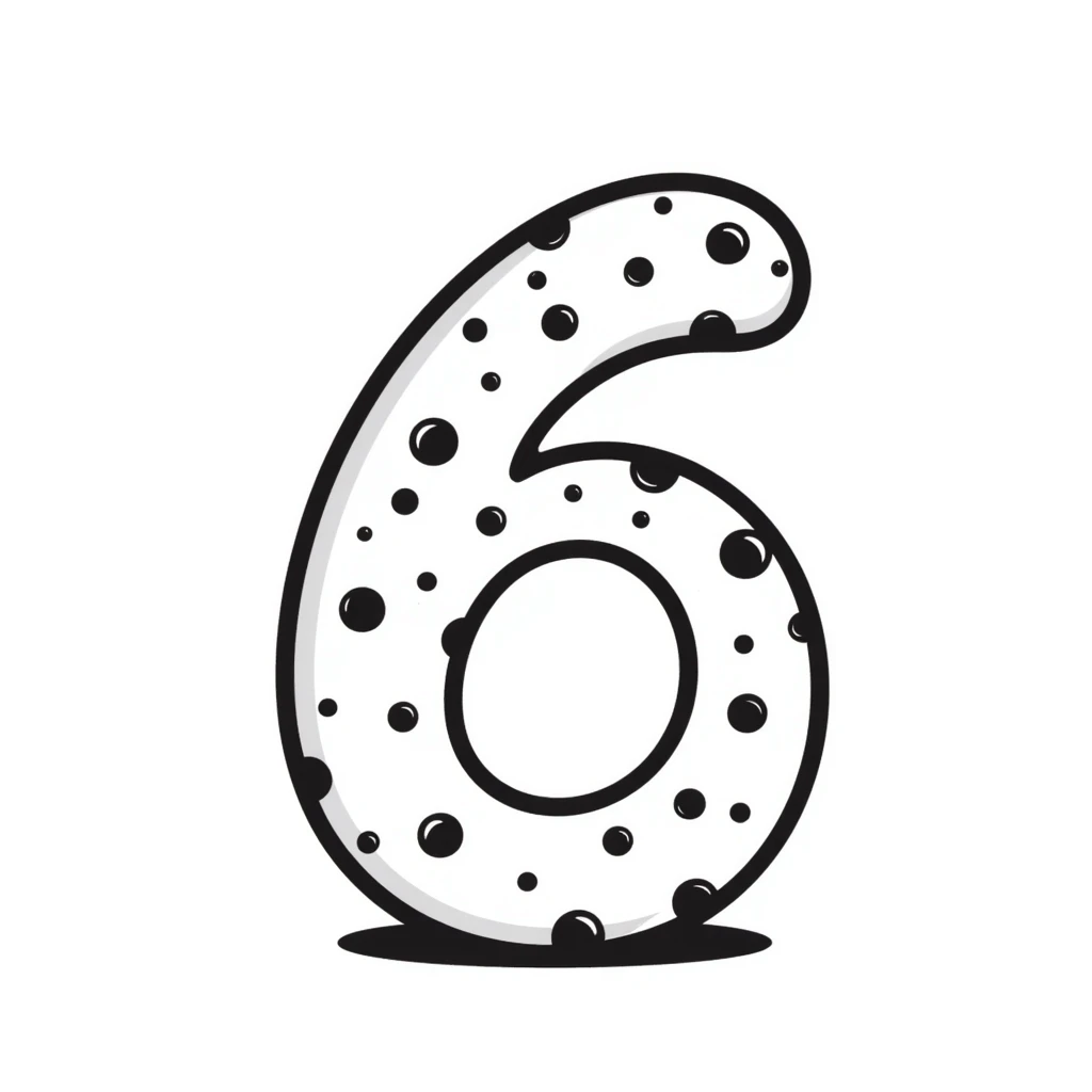 Handdrawn number six with pearl accents emoji