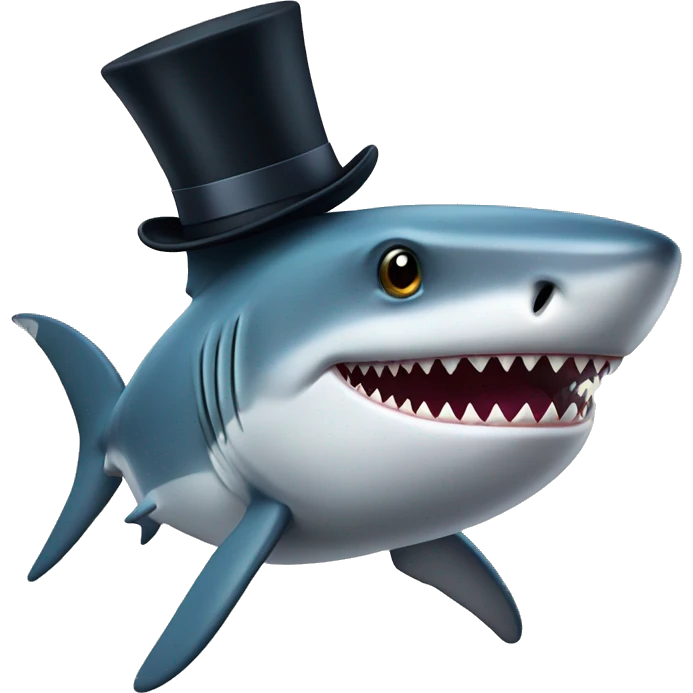 Shark with a top hat emoji