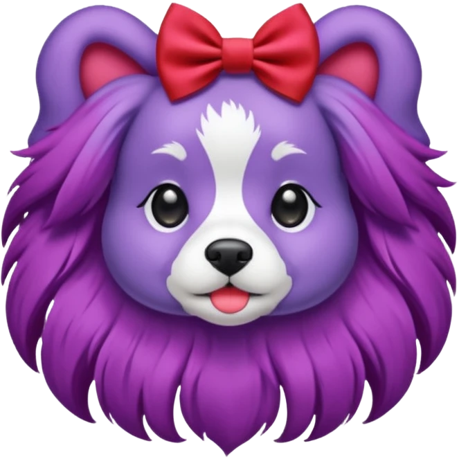Hair bow on a purple dog emoji