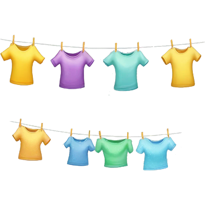 dripping wet clothes on  Washing line with  emoji