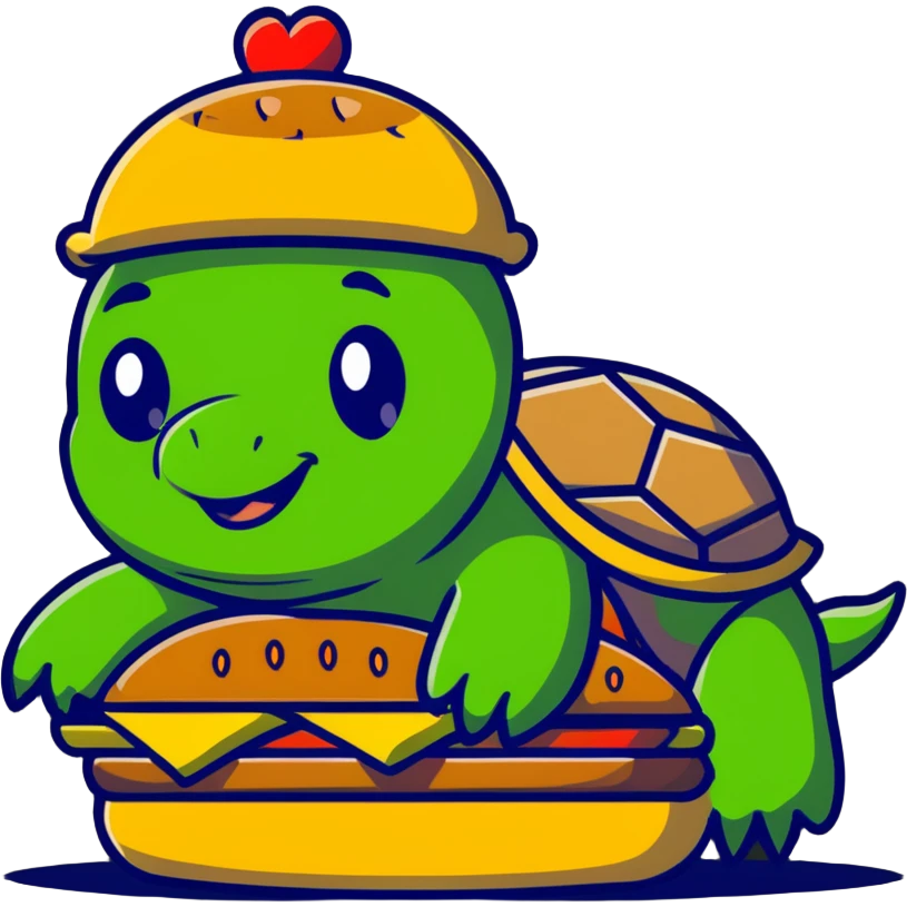 turtle becoming a hamburger emoji