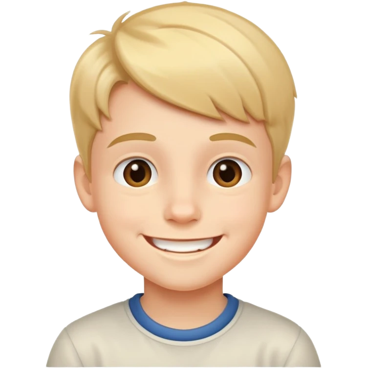 A young boy with a cheerful smile emoji