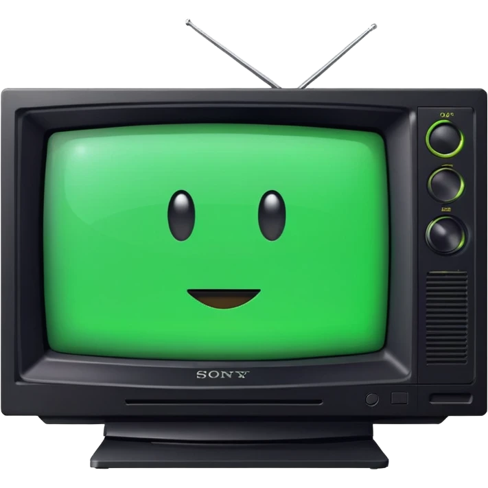 старый черный телевизор Sony с ярко зеленым пиксельным экраном  emoji
