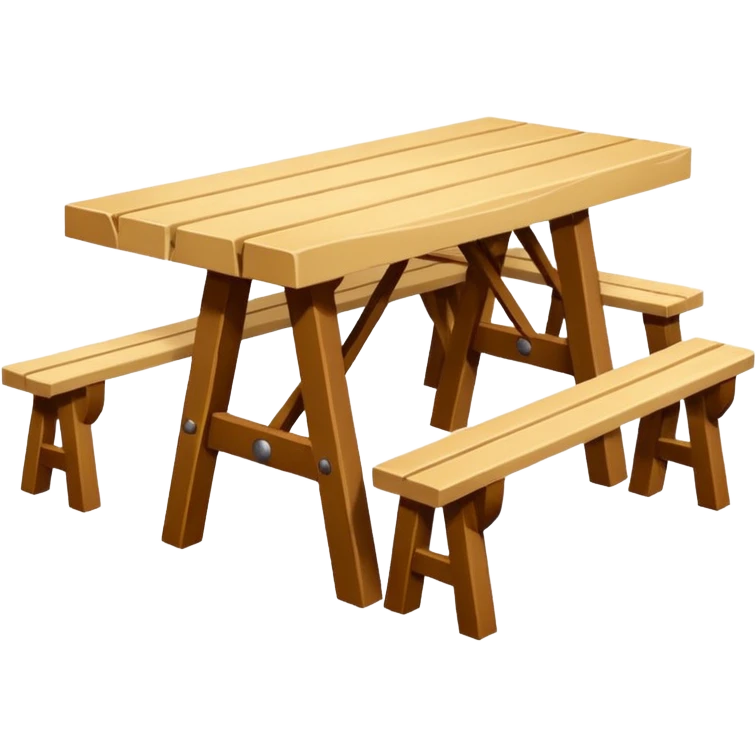 mesa alta color madera natural con bancas altas de color madera natural emoji