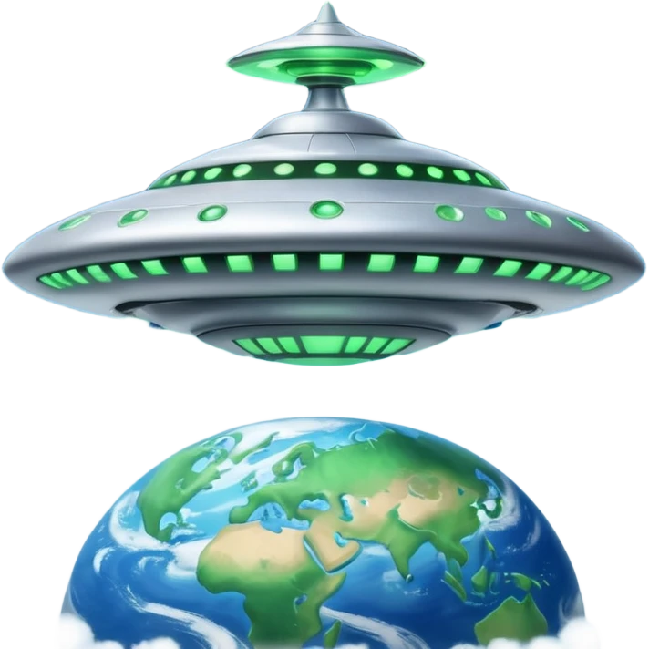 UFO mother ship attacking round earth emoji