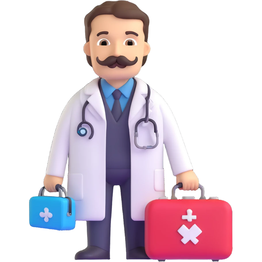 Dr. Watson with mustache and medical bag emoji