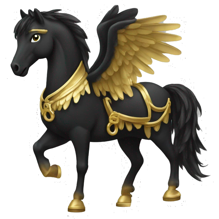 Black Pegasus, golden horseshoes on its hooves  emoji