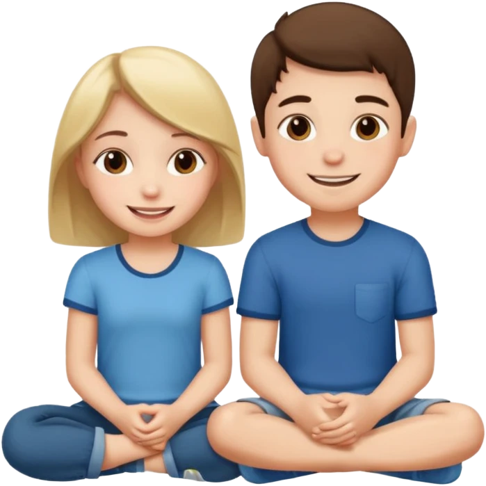 یک پسر و دختر که کنار هم نشسته اند emoji
