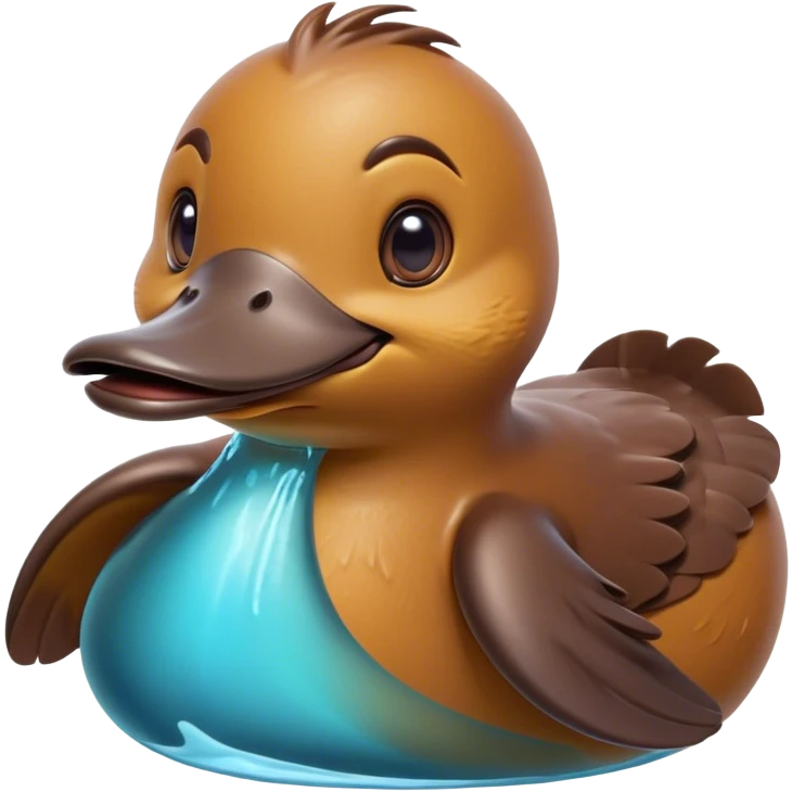 Cinematic Comical Platypus Portrait Emoji, Head tilted dramatically with an exaggeratedly amused expression, featuring a striking, glossy brown fur with a whimsically flat duckbill and wide, expressive eyes full of playful disbelief, Simplified yet hilariously expressive features, highly detailed, glowing with a slightly sassy glow, high shine, dramatic yet playful, stylized with an air of cheeky aquatic mischief, bright and endearing, soft glowing outline, capturing the essence of a spirited and over‐the‐top platypus, so meme‐worthy it feels like it could quack its way into internet fame instantly! emoji