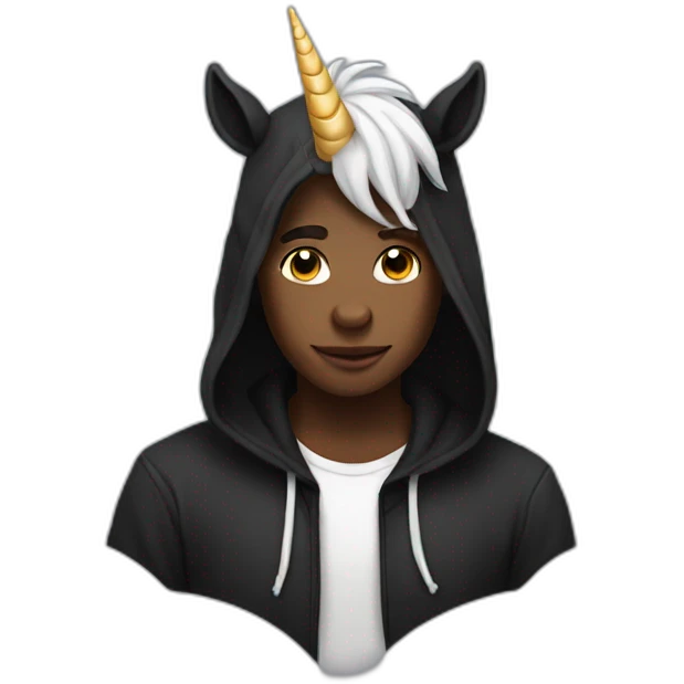 licorn in a black hoodie emoji