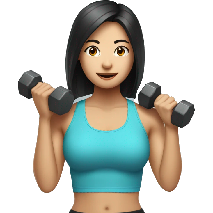 Asian gym girl with dumbells emoji