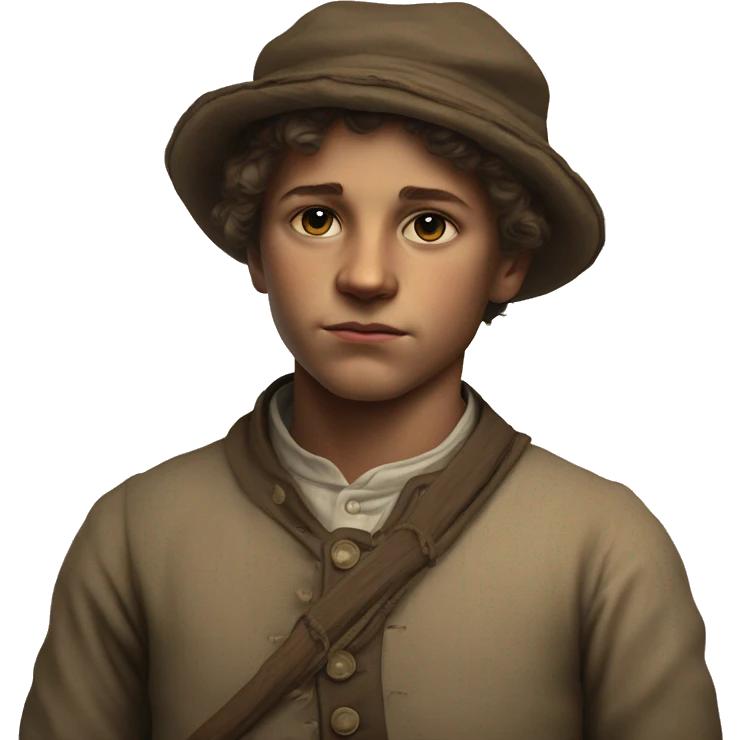 19th century peasant boy photorealistic serious emoji