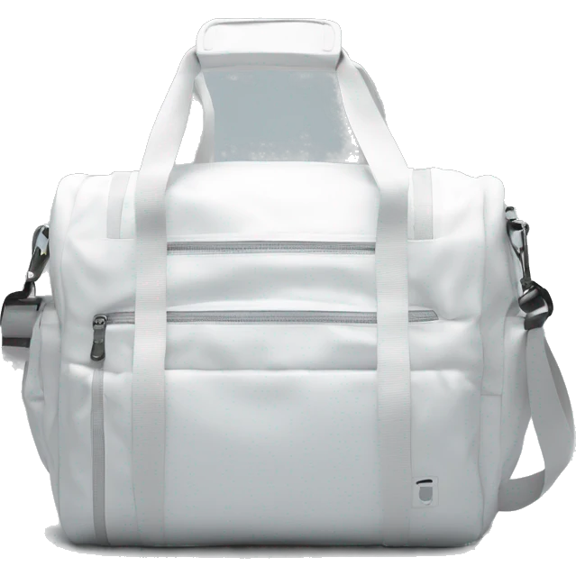all white shoulder gym bag, white strap emoji